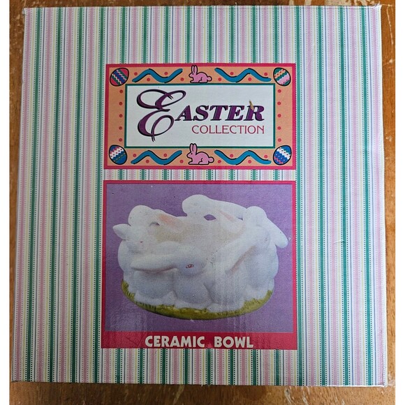 Easter Collection Bunny Rabbits Ceramic Bowl Holiday Decor - Picture 2 of 8